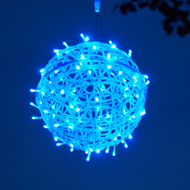 Modern Art Deco Solar Waterproof Weaving Ball Hanging PVC Plastic LED Outdoor Light Landscape Lighting For Garden | Bowlift