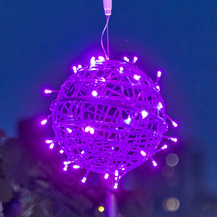 Modern Art Deco Solar Waterproof Weaving Ball Hanging PVC Plastic LED Outdoor Light Landscape Lighting For Garden | Bowlift