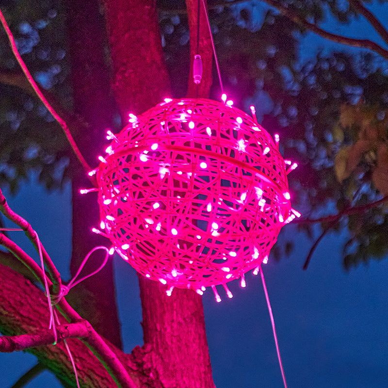 Modern Art Deco Solar Waterproof Weaving Ball Hanging PVC Plastic LED Outdoor Light Landscape Lighting For Garden | Bowlift