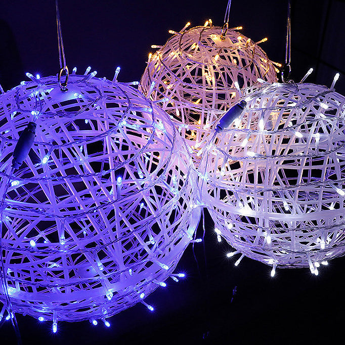 Modern Art Deco Solar Waterproof Weaving Ball Hanging PVC Plastic LED Outdoor Light Landscape Lighting For Garden | Bowlift