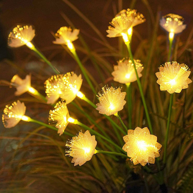 Modern Art Deco Solar Waterproof Stainless Steel Fiber Optic ABS Silica Sakura Mushroom LED Outdoor Light Landscape Lighting For Garden | Bowlift