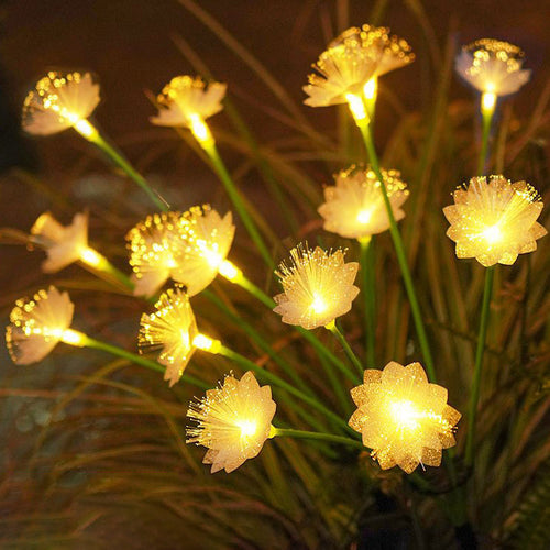 Modern Art Deco Solar Waterproof Stainless Steel Fiber Optic ABS Silica Sakura Mushroom LED Outdoor Light Landscape Lighting For Garden | Bowlift
