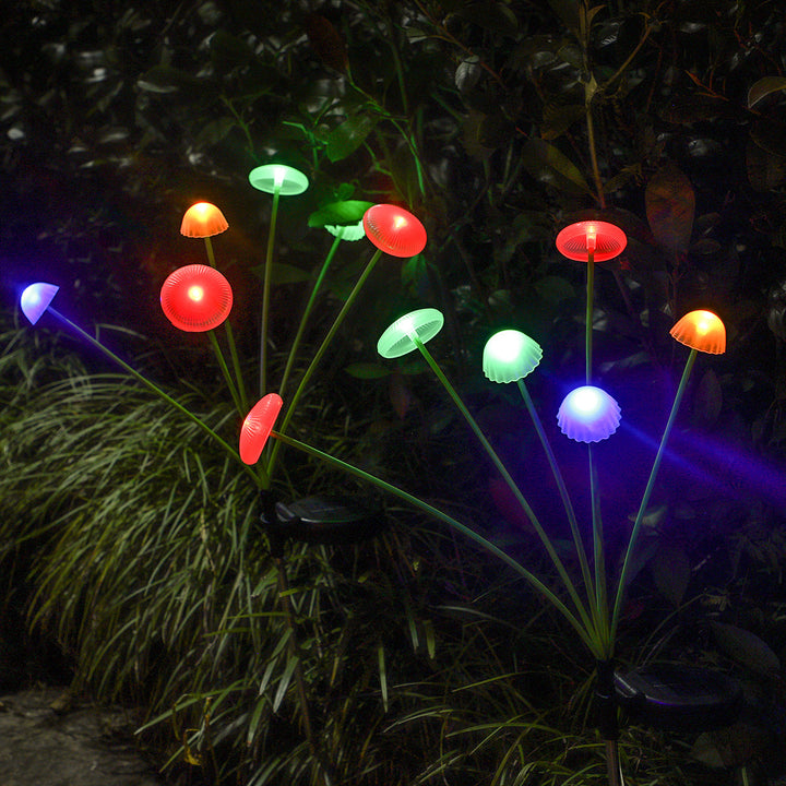 Modern Art Deco Solar Waterproof Stainless Steel Fiber Optic ABS Silica Sakura Mushroom LED Outdoor Light Landscape Lighting For Garden | Bowlift