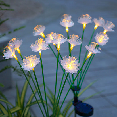 Modern Art Deco Solar Waterproof Stainless Steel Fiber Optic ABS Silica Sakura Mushroom LED Outdoor Light Landscape Lighting For Garden | Bowlift