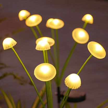Modern Art Deco Solar Waterproof Stainless Steel Fiber Optic ABS Silica Sakura Mushroom LED Outdoor Light Landscape Lighting For Garden | Bowlift