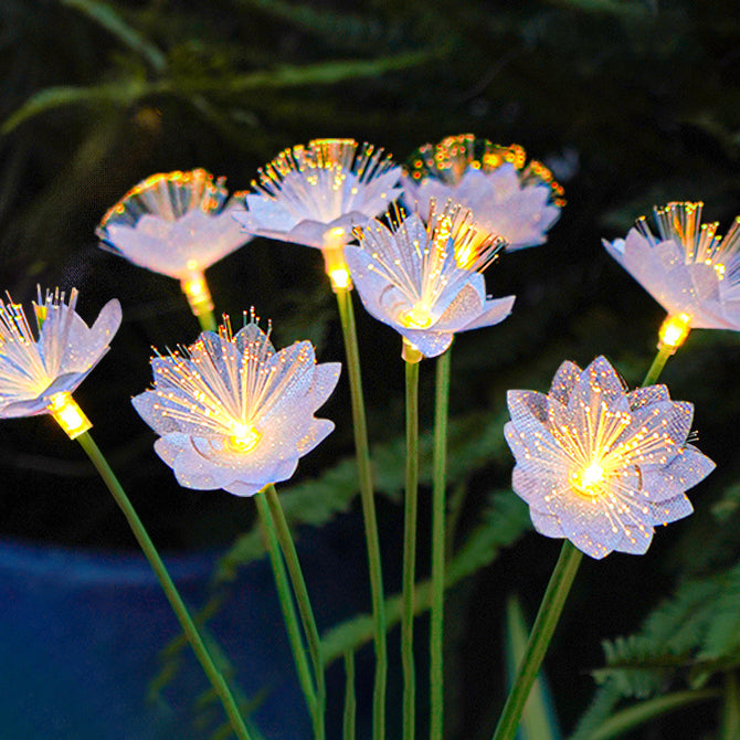 Modern Art Deco Solar Waterproof Stainless Steel Fiber Optic ABS Silica Sakura Mushroom LED Outdoor Light Landscape Lighting For Garden | Bowlift