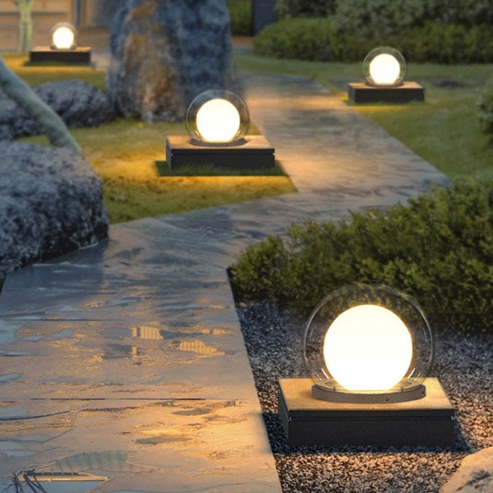 Modern Simplicity Solar Waterproof Stainless Steel PE PMMA Ball Moon 1-Light Outdoor Light For Garden | Bowlift