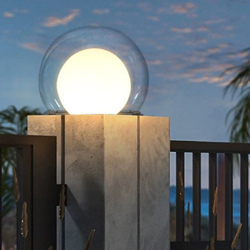 Modern Simplicity Solar Waterproof Stainless Steel PE PMMA Ball Moon 1-Light Outdoor Light For Garden | Bowlift