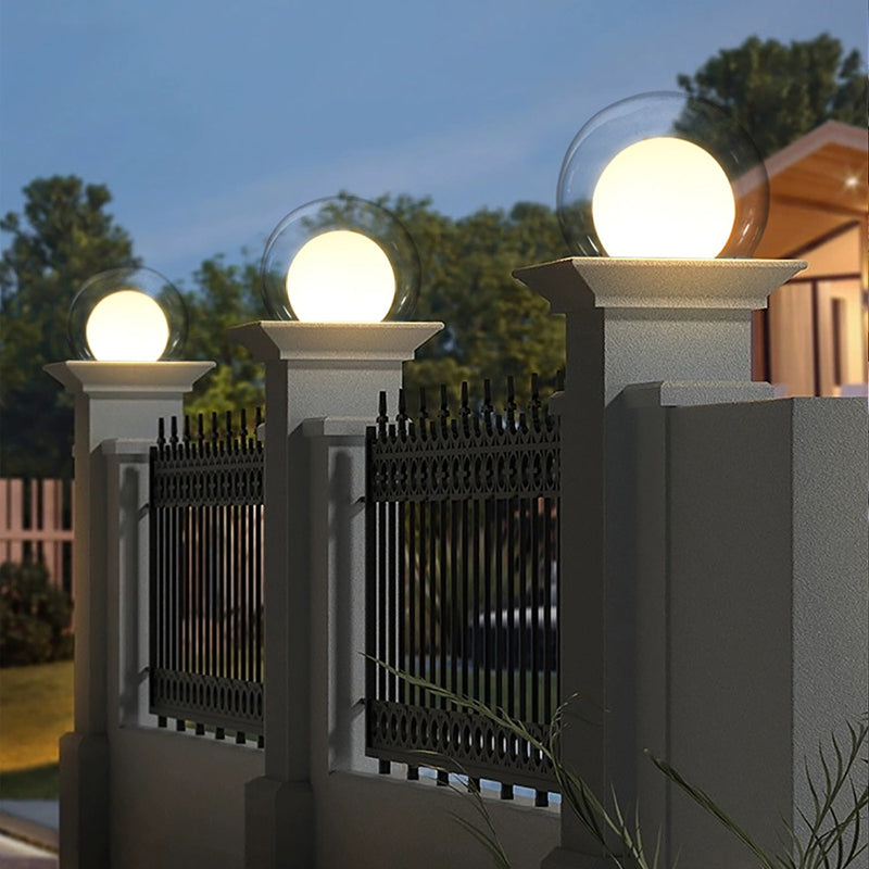 Modern Simplicity Solar Waterproof Stainless Steel PE PMMA Ball Moon 1-Light Outdoor Light For Garden | Bowlift