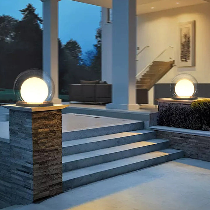 Modern Simplicity Solar Waterproof Stainless Steel PE PMMA Ball Moon 1-Light Outdoor Light For Garden | Bowlift