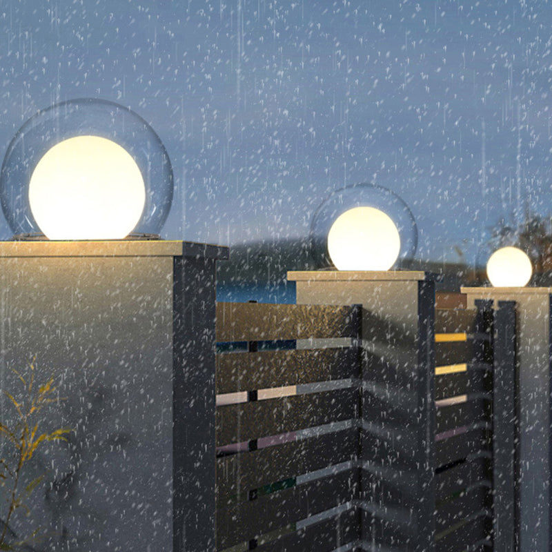 Modern Simplicity Solar Waterproof Stainless Steel PE PMMA Ball Moon 1-Light Outdoor Light For Garden | Bowlift