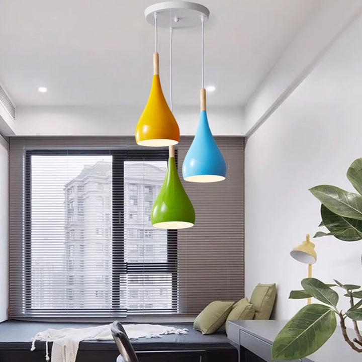 BowLift | Nordic Iron Wood Aluminum Pumpkin Water Drop 1-Light Pendant Light for Dining Room