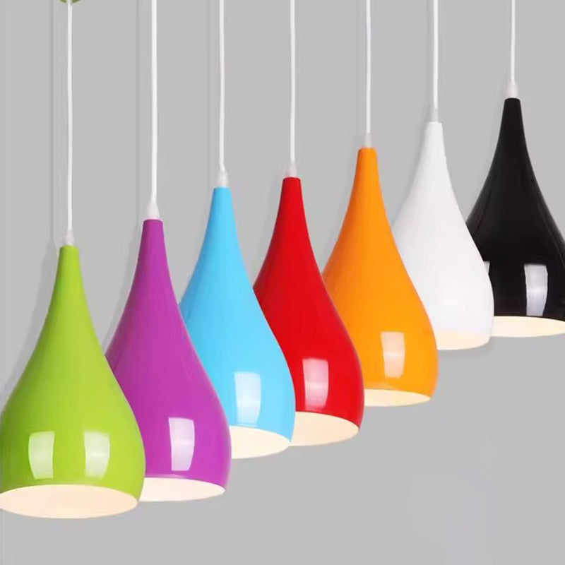 BowLift | Nordic Iron Wood Aluminum Pumpkin Water Drop 1-Light Pendant Light for Dining Room