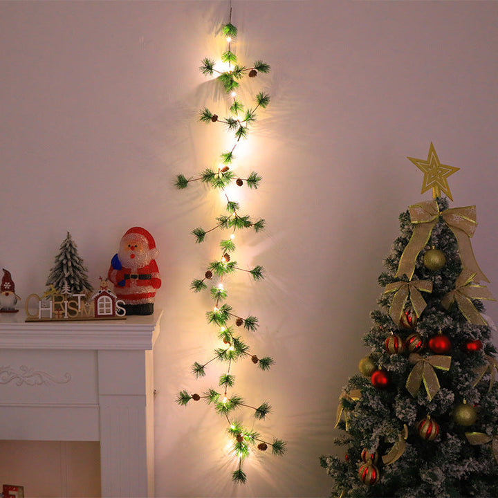 BowLift | Modern Art Deco Battery Copper Plastic Leaf Bell Pine Needle Red Fruit Christmas Decoration LED String Lights For Bedroom