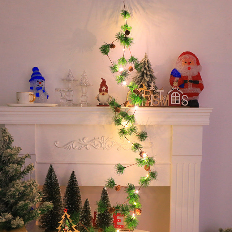 BowLift | Modern Art Deco Battery Copper Plastic Leaf Bell Pine Needle Red Fruit Christmas Decoration LED String Lights For Bedroom