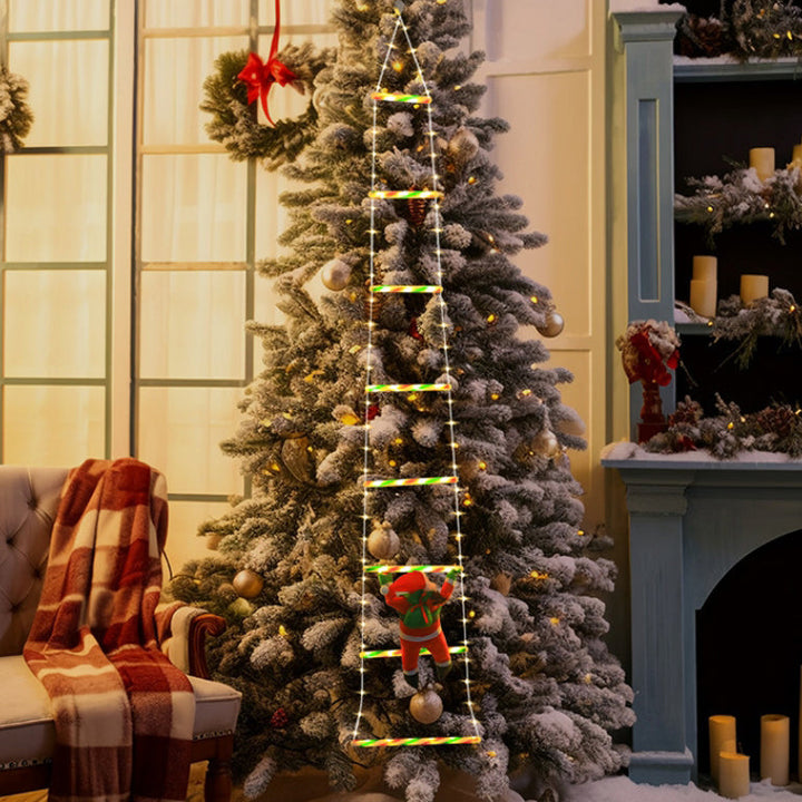 BowLift | Modern Art Deco Waterproof USB Leather Cord Santa Climbing Ladder Christmas Decoration LED String Lights Outdoor Light For Outdoor Patio
