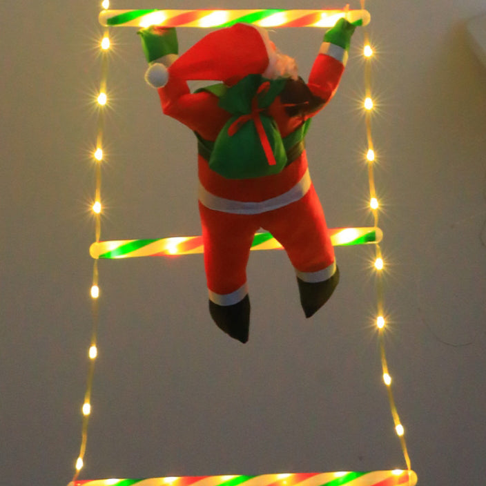 BowLift | Modern Art Deco Waterproof USB Leather Cord Santa Climbing Ladder Christmas Decoration LED String Lights Outdoor Light For Outdoor Patio
