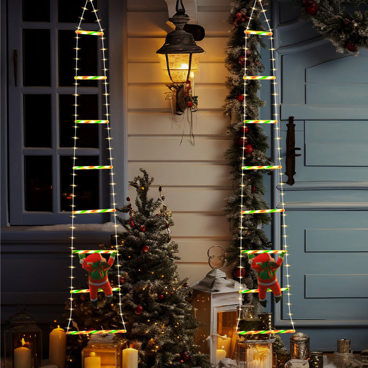 BowLift | Modern Art Deco Waterproof USB Leather Cord Santa Climbing Ladder Christmas Decoration LED String Lights Outdoor Light For Outdoor Patio