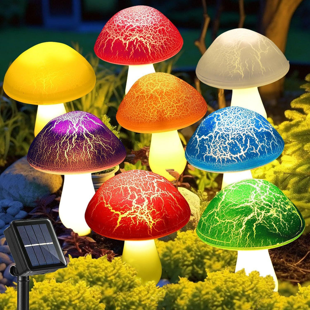 BowLift | Modern Art Deco Solar Waterproof PVC Cracked Mushroom Decorative LED String Light Outdoor Light For Garden