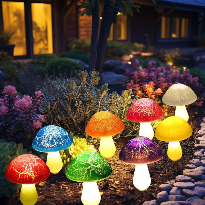 BowLift | Modern Art Deco Solar Waterproof PVC Cracked Mushroom Decorative LED String Light Outdoor Light For Garden