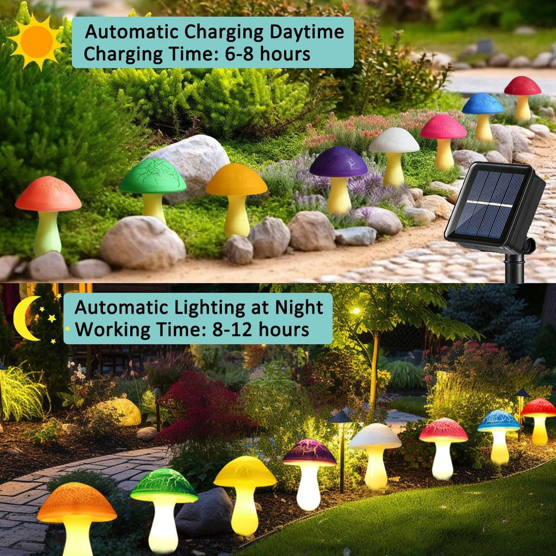 BowLift | Modern Art Deco Solar Waterproof PVC Cracked Mushroom Decorative LED String Light Outdoor Light For Garden