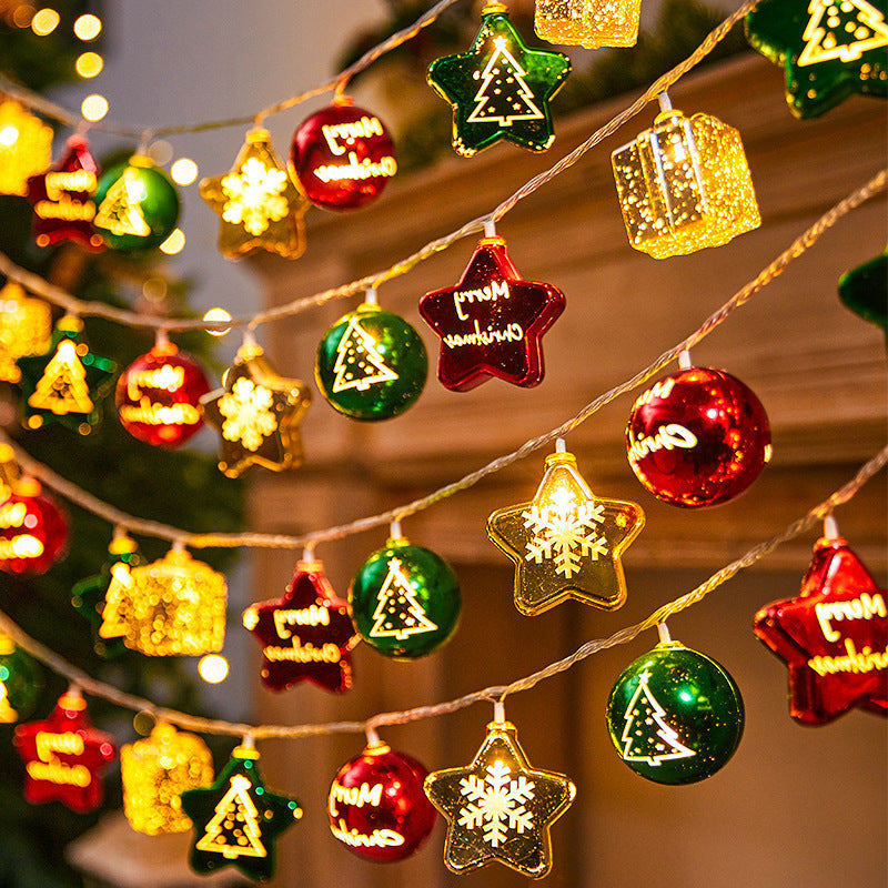 BowLift | Modern Art Deco Battery USB Plastic Star Ball Christmas Tree Decoration LED String Light For Bedroom