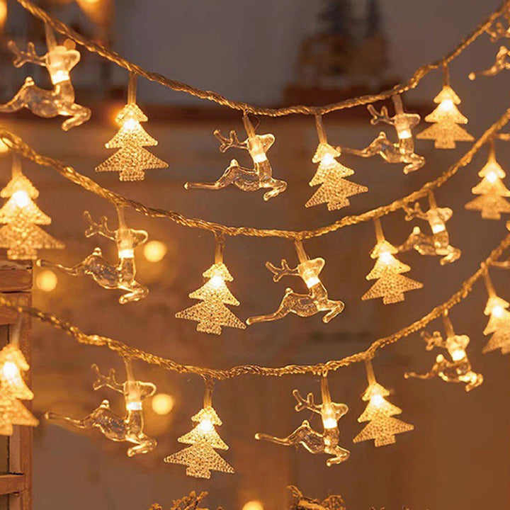 BowLift | Modern Art Deco Battery USB PVC Deer Snow Star Christmas Tree Decoration LED String Light For Entertainment Room