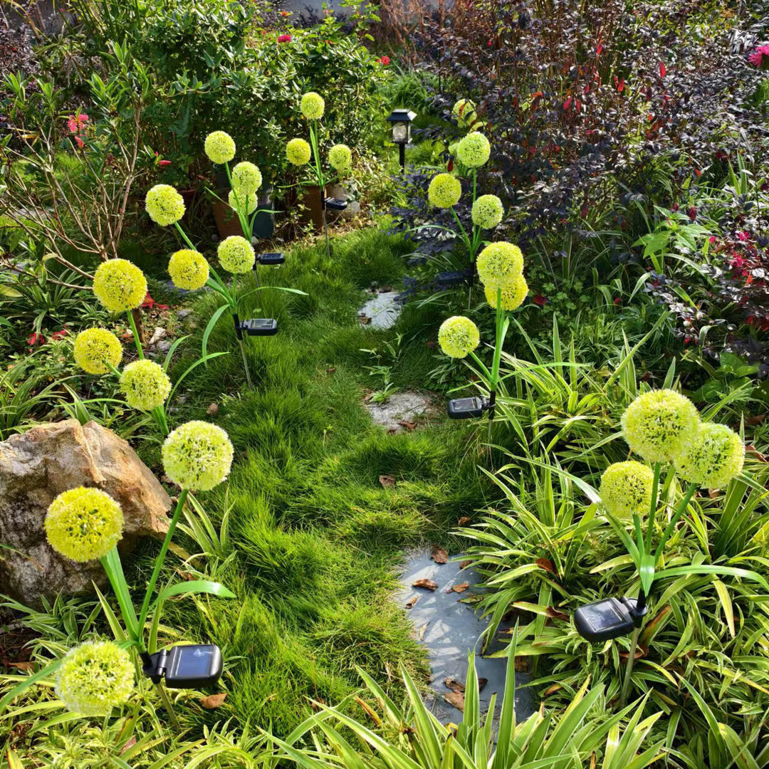 Modern Art Deco Solar Waterproof Stainless Steel ABS Copper Wire Dandelion Plant Ball Ground Plug LED Outdoor Light Landscape Lighting For Garden | Bowlift
