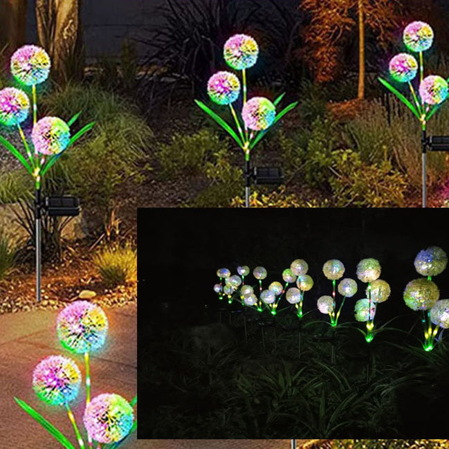 Modern Art Deco Solar Waterproof Stainless Steel ABS Copper Wire Dandelion Plant Ball Ground Plug LED Outdoor Light Landscape Lighting For Garden | Bowlift