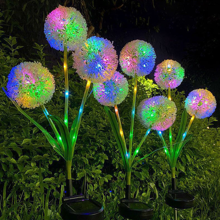 Modern Art Deco Solar Waterproof Stainless Steel ABS Copper Wire Dandelion Plant Ball Ground Plug LED Outdoor Light Landscape Lighting For Garden | Bowlift