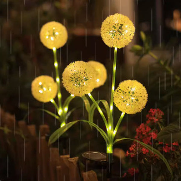 Modern Art Deco Solar Waterproof Stainless Steel ABS Copper Wire Dandelion Plant Ball Ground Plug LED Outdoor Light Landscape Lighting For Garden | Bowlift