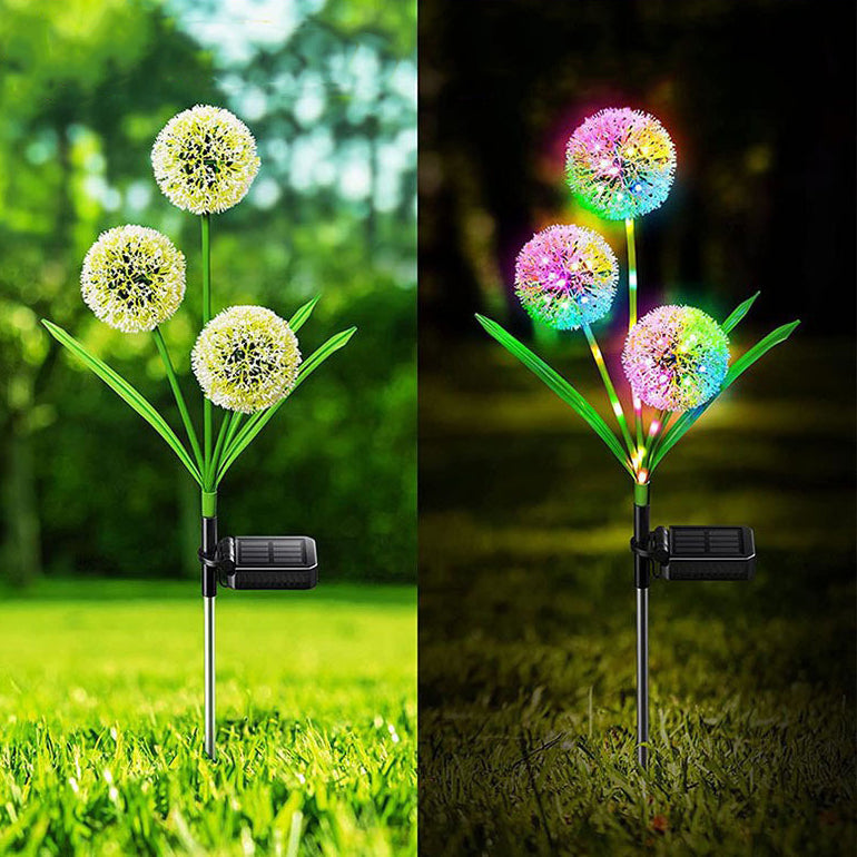 Modern Art Deco Solar Waterproof Stainless Steel ABS Copper Wire Dandelion Plant Ball Ground Plug LED Outdoor Light Landscape Lighting For Garden | Bowlift