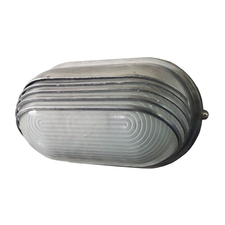 Contemporary Industrial Waterproof Aluminum Glass Frosted Oval Striped 1-Light Wall Sconce Lamp For Outdoor Patio | Bowlift