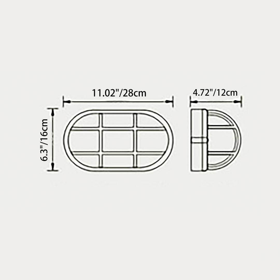 Contemporary Industrial Waterproof Aluminum Glass Frosted Oval Striped 1-Light Wall Sconce Lamp For Outdoor Patio | Bowlift