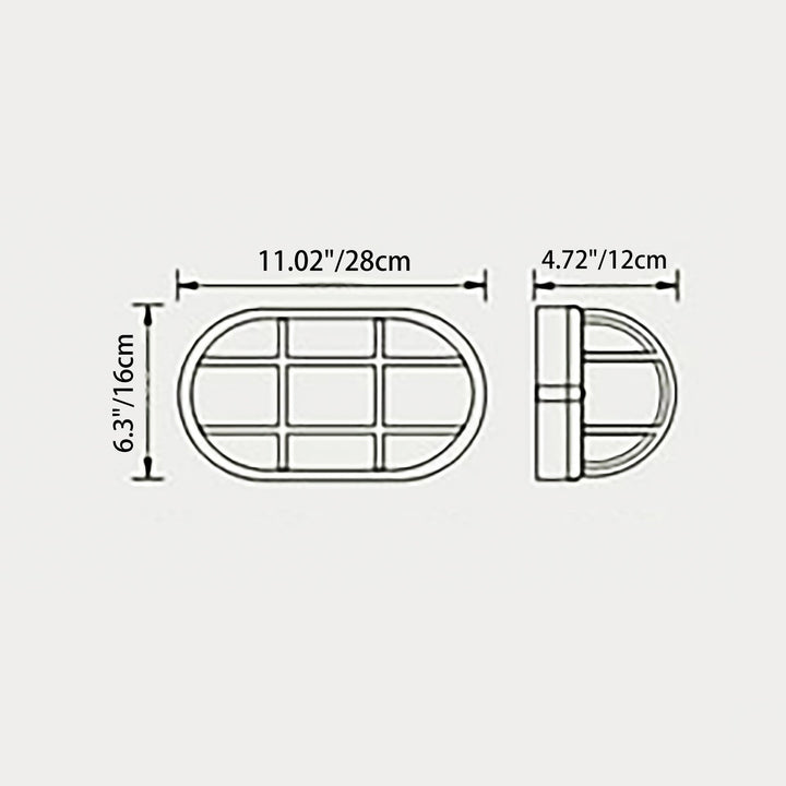 Contemporary Industrial Waterproof Aluminum Glass Frosted Oval Striped 1-Light Wall Sconce Lamp For Outdoor Patio | Bowlift