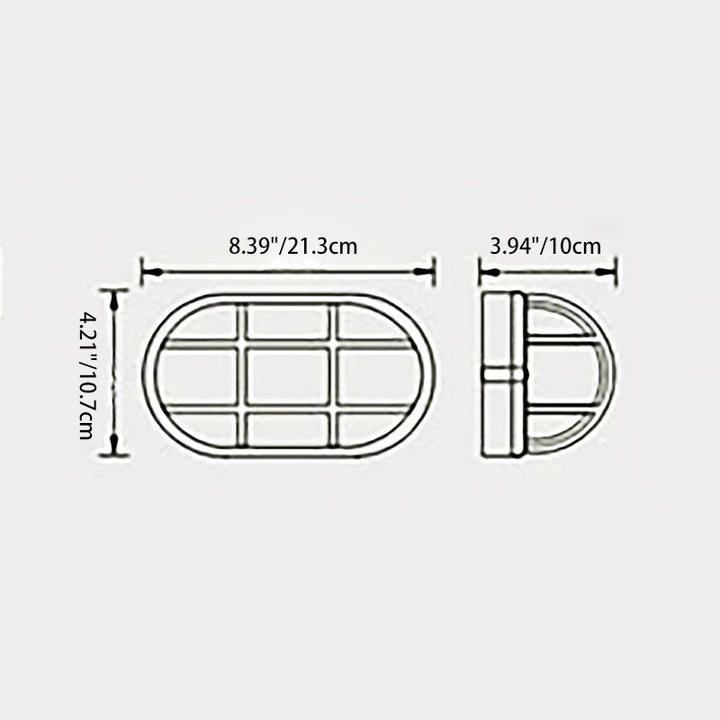 Contemporary Industrial Waterproof Aluminum Glass Frosted Oval Striped 1-Light Wall Sconce Lamp For Outdoor Patio | Bowlift