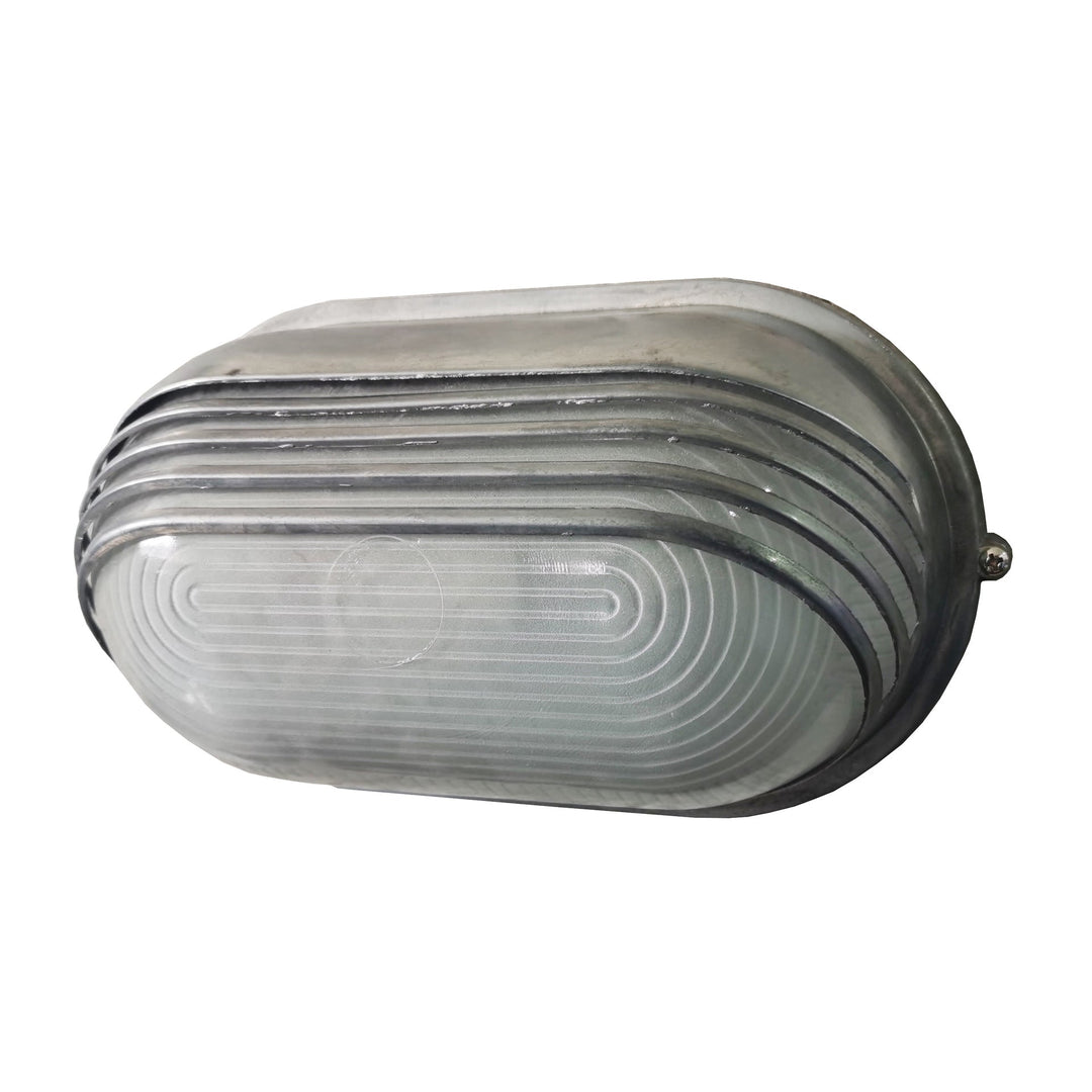 Contemporary Industrial Waterproof Aluminum Glass Frosted Oval Striped 1-Light Wall Sconce Lamp For Outdoor Patio | Bowlift