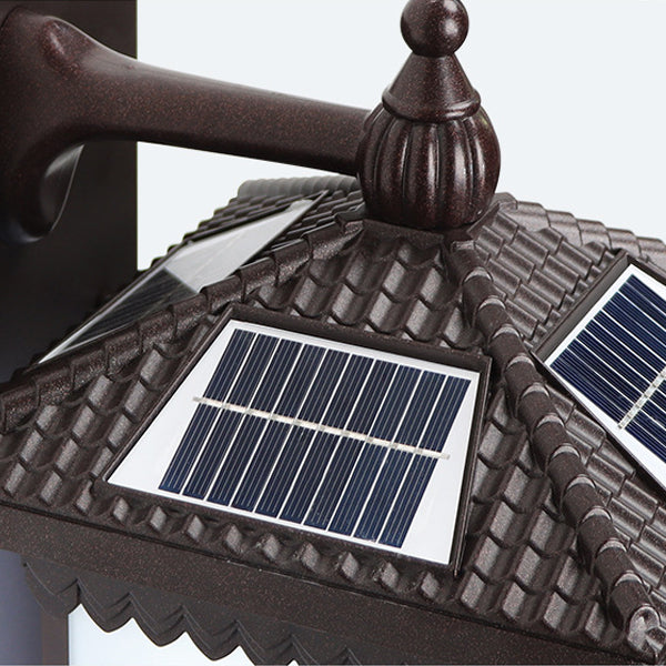 Traditional Chinese Solar Waterproof ABS Aluminum Glass Rectangular Happiness Wealth Pattern LED Wall Sconce Lamp For Outdoor Patio | Bowlift