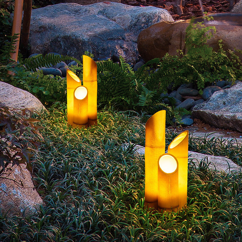 Contemporary Creative Waterproof Solar Resin Bamboo LED Landscape Lighting Outdoor Light For Garden | Bowlift