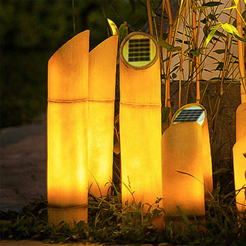 Contemporary Creative Waterproof Solar Resin Bamboo LED Landscape Lighting Outdoor Light For Garden | Bowlift