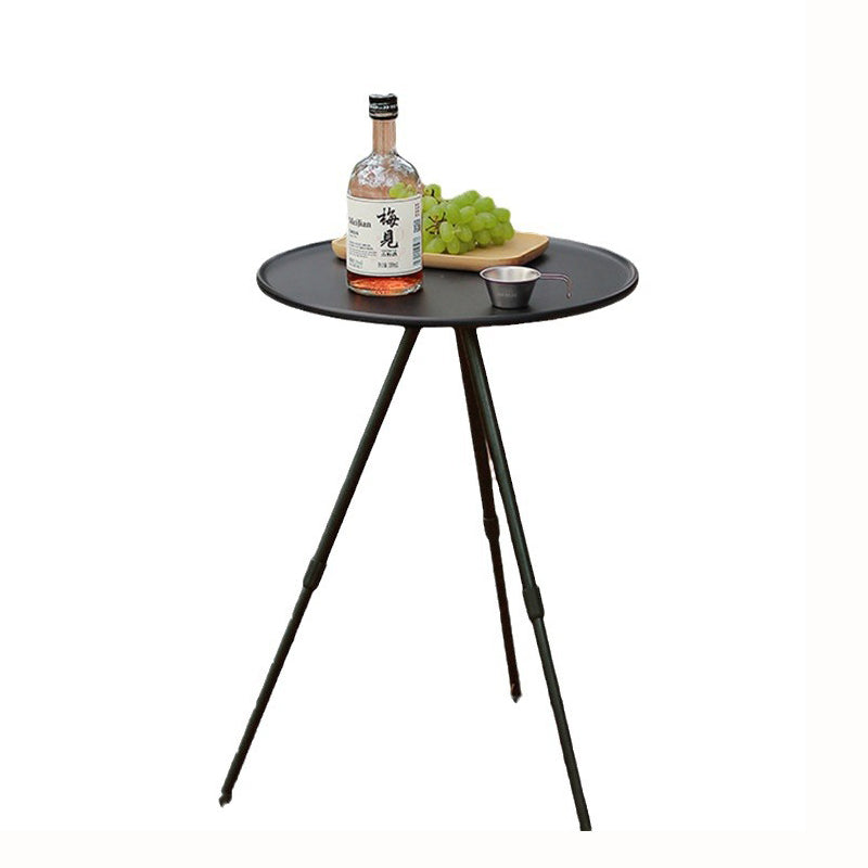 Modern Minimalist Round Acrylonitrile Butadiene Styrene Plastic Carbon Steel Height Adjustable Foldable End Table 1-Tier For Outdoor Patio | Bowlift