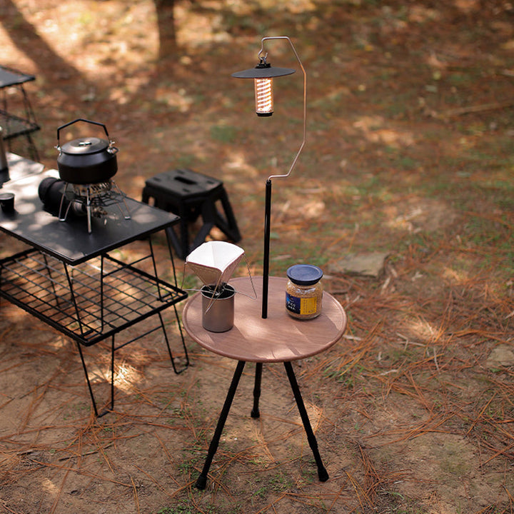 Modern Simplicity Aluminum Alloy ABS Round Foldable Outdoor Coffee Table 1-Tray Pocket Lamp Holder For Outdoor | Bowlift