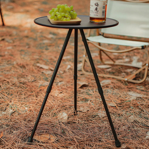 Modern Simplicity Aluminum Alloy ABS Round Foldable Outdoor Coffee Table 1-Tray Pocket Lamp Holder For Outdoor | Bowlift