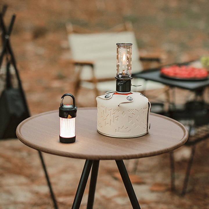 Modern Simplicity Aluminum Alloy ABS Round Foldable Outdoor Coffee Table 1-Tray Pocket Lamp Holder For Outdoor | Bowlift