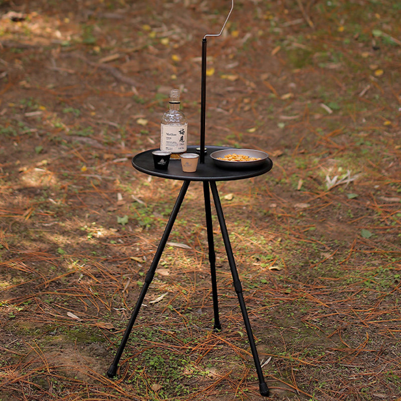 Modern Simplicity Aluminum Alloy ABS Round Foldable Outdoor Coffee Table 1-Tray Pocket Lamp Holder For Outdoor | Bowlift
