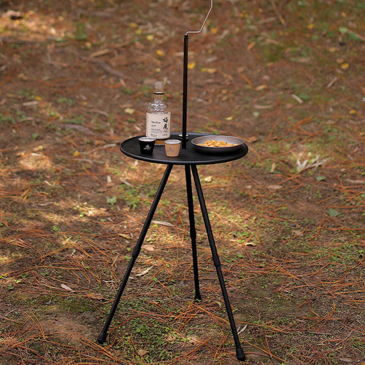 Modern Simplicity Aluminum Alloy ABS Round Foldable Outdoor Coffee Table 1-Tray Pocket Lamp Holder For Outdoor | Bowlift