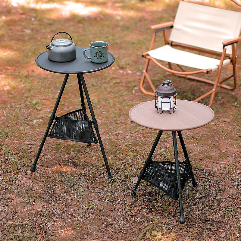 Modern Simplicity Aluminum Alloy ABS Round Foldable Outdoor Coffee Table 1-Tray Pocket Lamp Holder For Outdoor | Bowlift