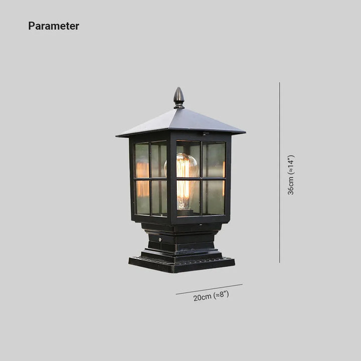 BowLift | Weather Resistant Outdoor Lantern on Pillar in Black Metal