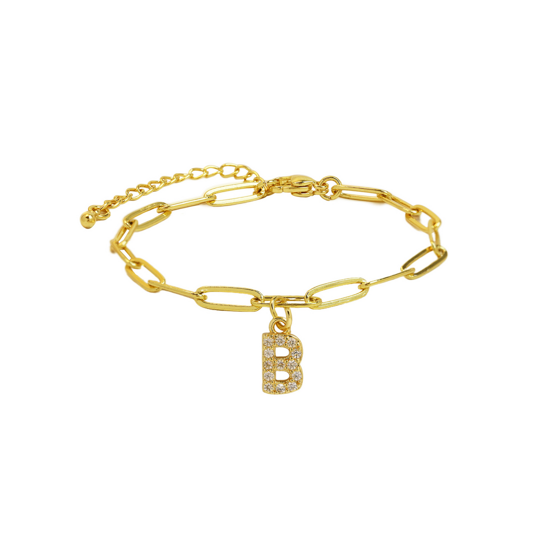 BowLift | Dainty Paperclip Letter Initial Bracelet
