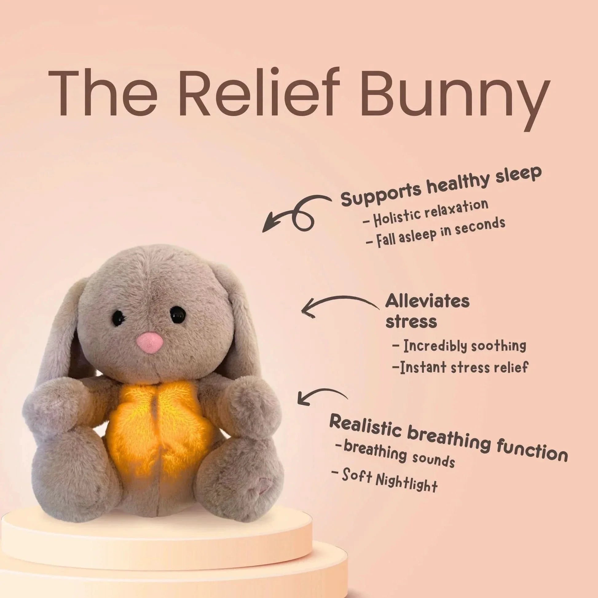 BowLift | cuddly bunny with breathing function & music for sweet baby dreams